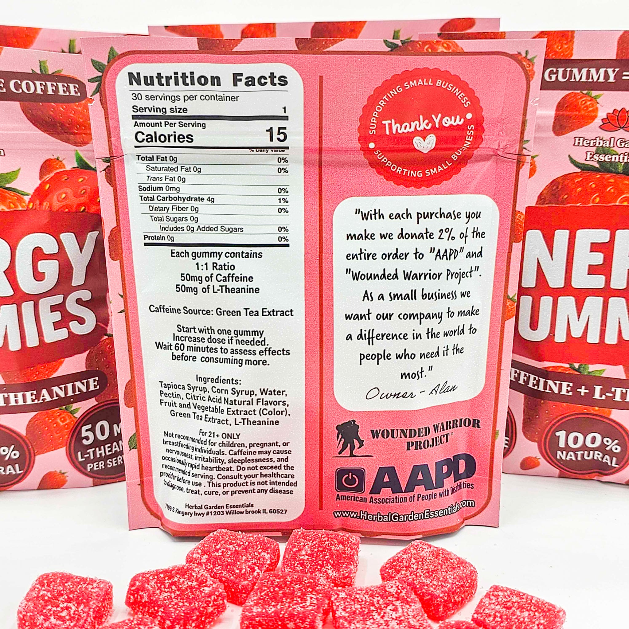 Energy Gummies 50mg Caffeine + L-Theanine - Natural Focus & Calm