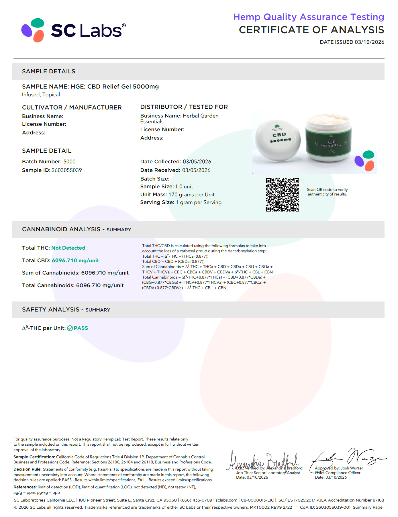 CBD Relief Gel 3000-5,000mg- Muscle & Joint | Herbal Garden Essentials