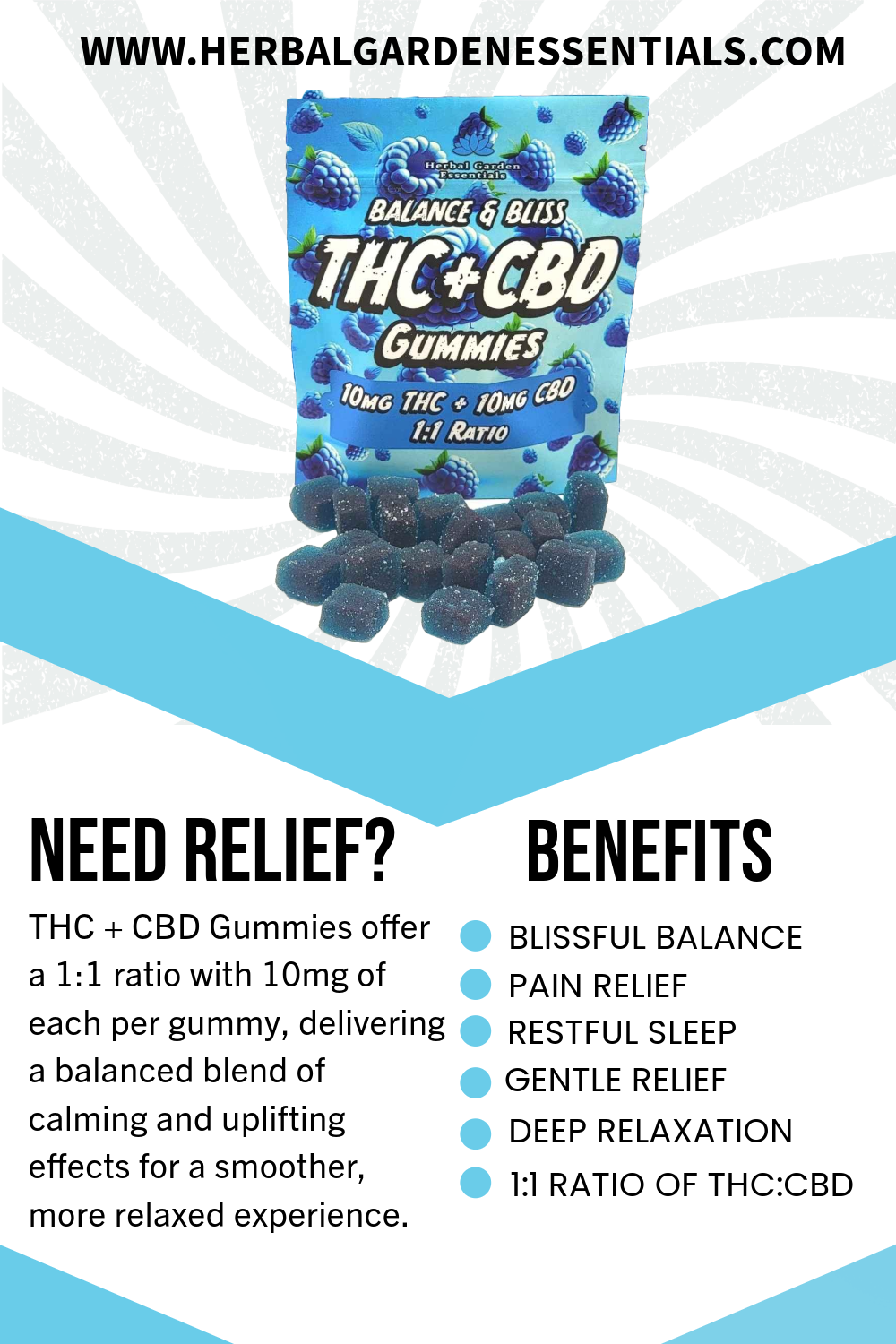 1. THC+CBD: Balance & Bliss 1:1 Ratio (10mg)