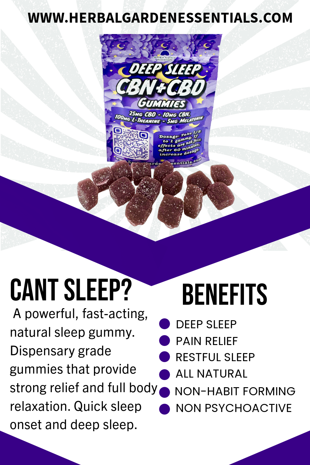 CBN+CBD Deep Sleep Gummies (Berry Flavor)