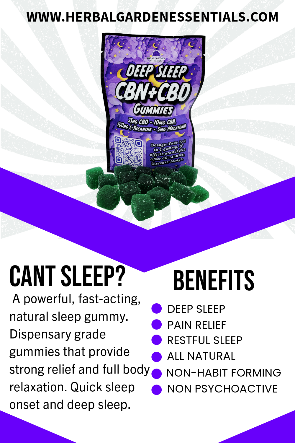 CBN+CBD Deep Sleep Gummies (Berry Flavor)